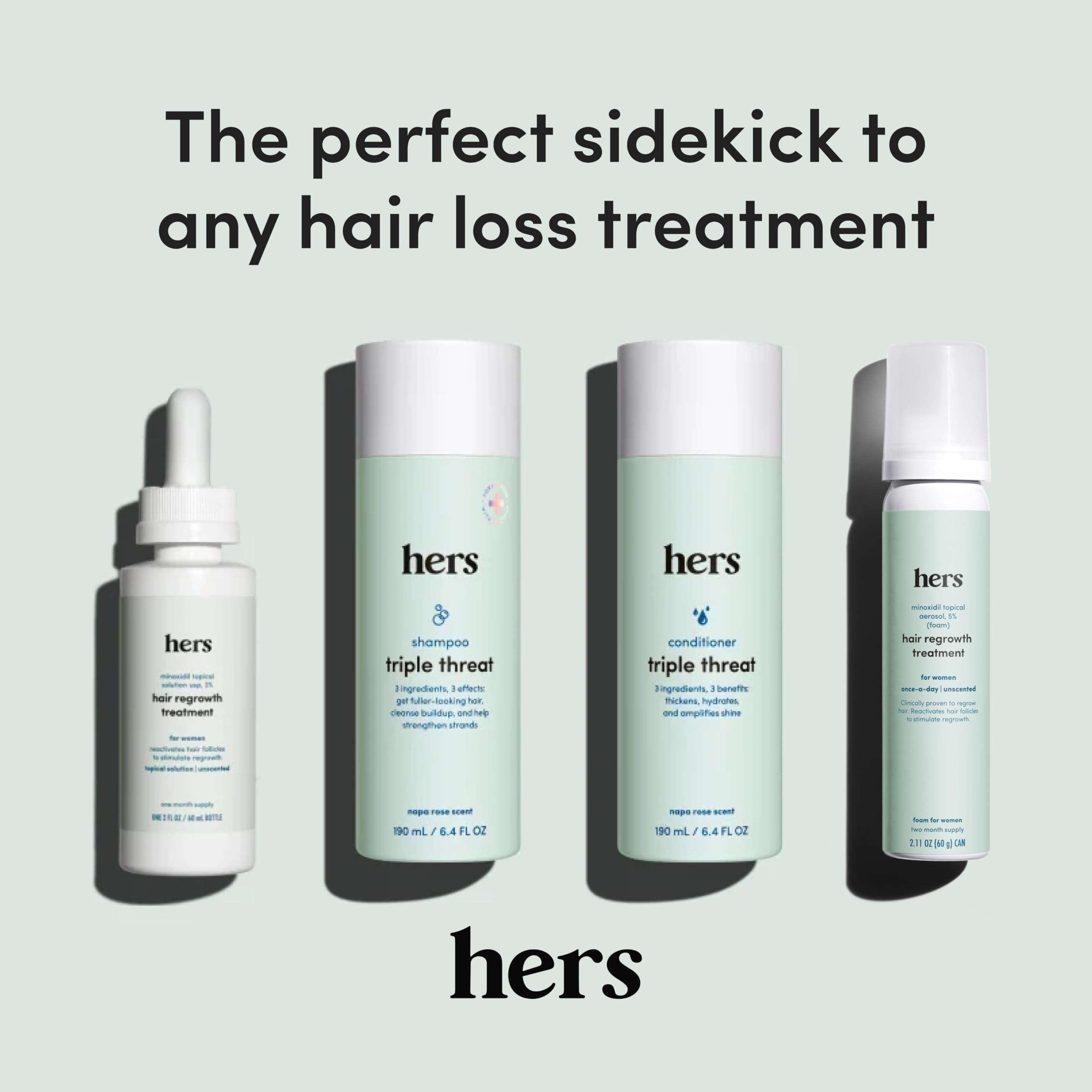 hers triple threat shampoo post-wash scalp feeling refreshed and clean