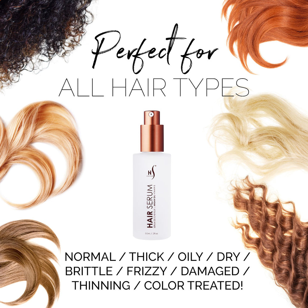 Herstyler Argan Oil Serum dropper in action showing easy dispensing for frizz control.