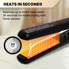 Herstyler Superstyler Onyx Ceramic Flat Iron with adjustable temperature for personalized heat control.