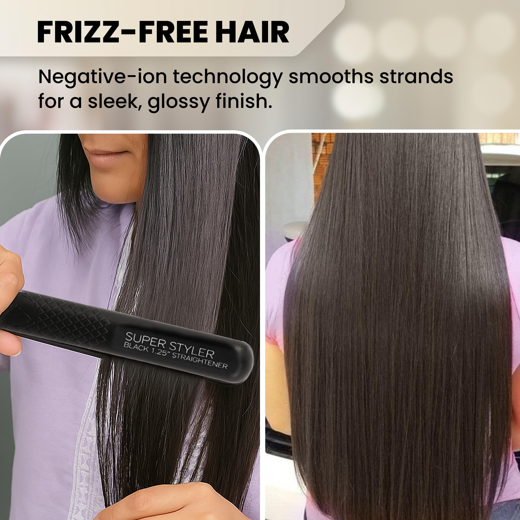 Herstyler Superstyler Onyx Ceramic Flat Iron showcases a durable build for long-lasting use.