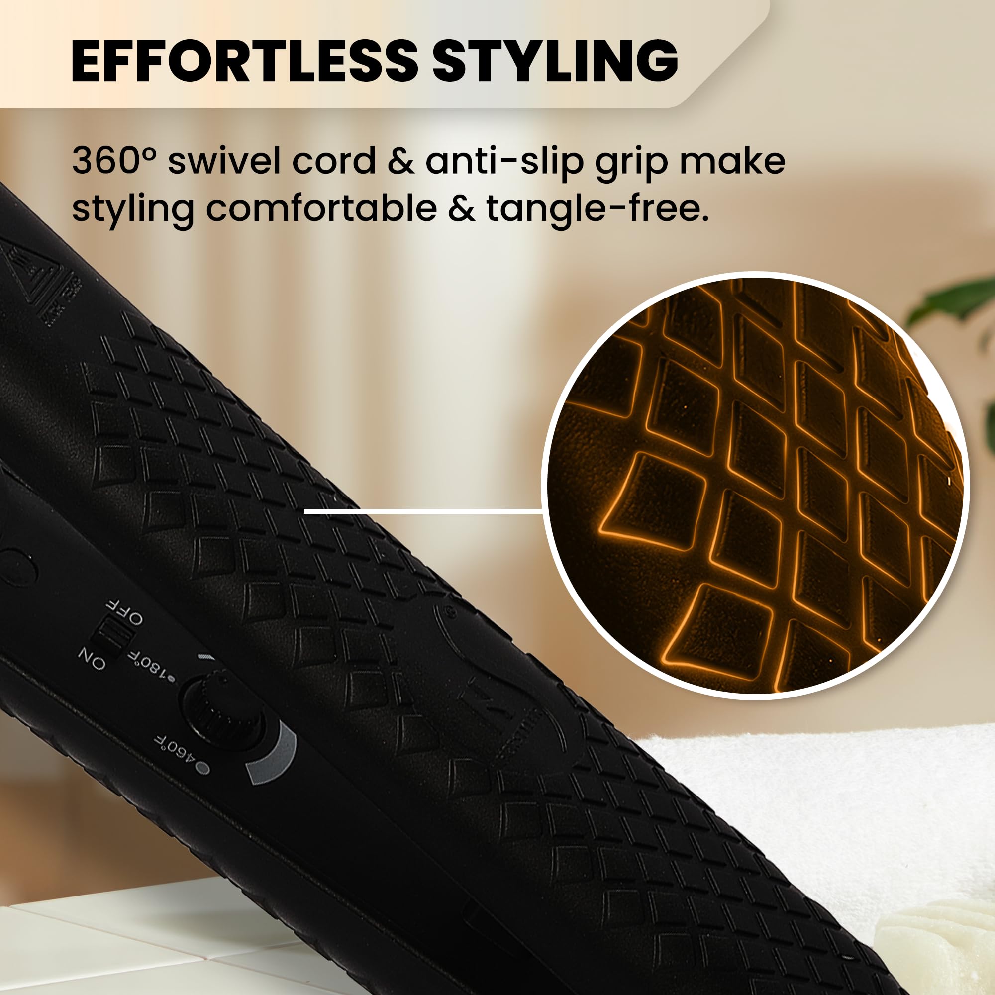 Herstyler Superstyler Onyx Ceramic Flat Iron supports dual voltage for worldwide travel.