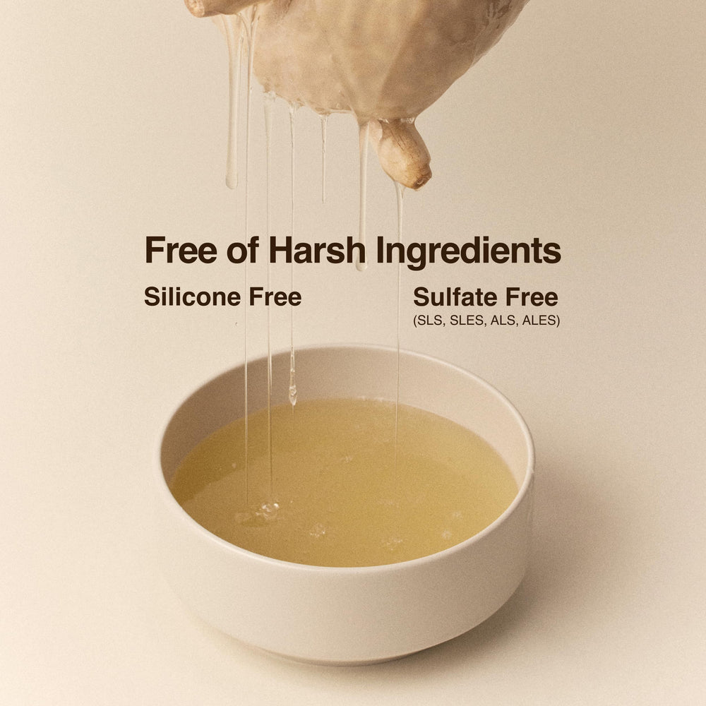 Hesul Scalp Ampoule soothing-ingredients collage highlights calming botanicals.