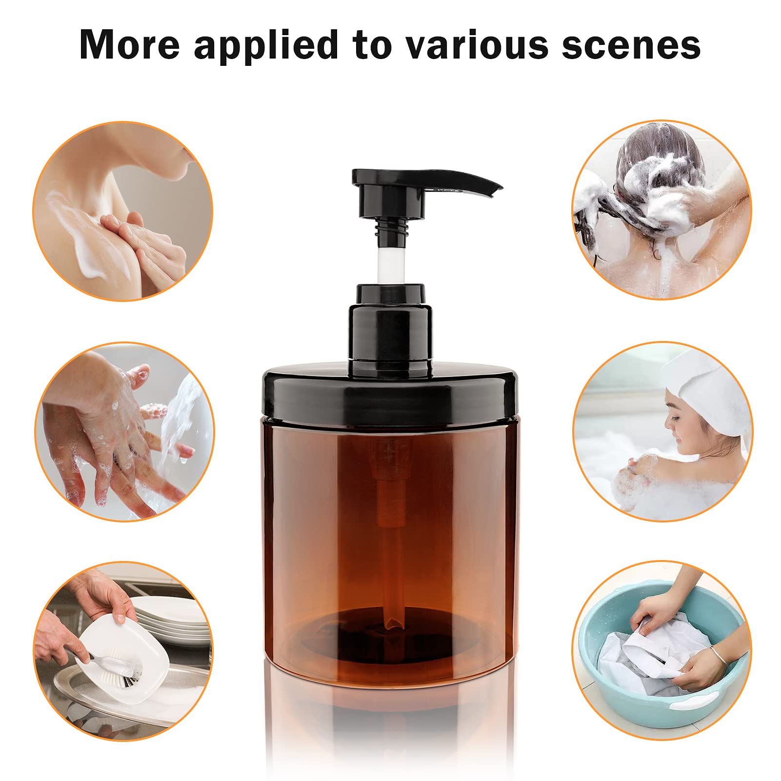 Hethyo kitchen and bathroom uses image suggests versatile refillable bottles for everyday essentials