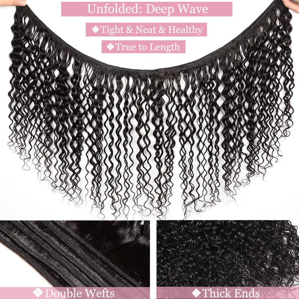 Hetnear Deep Wave Bundles wet and wavy closeup reveals natural texture and easy styling