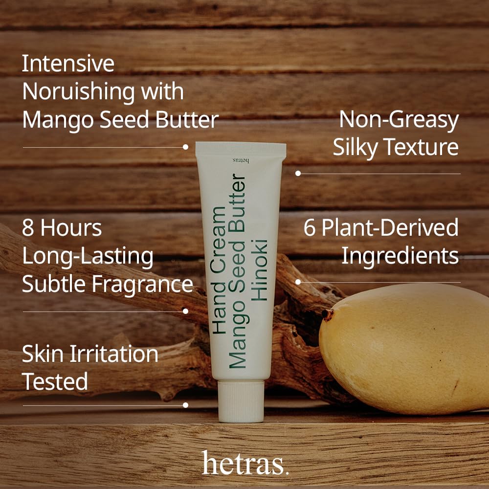 hetras hinoki hand cream texture swatch showing silky finish