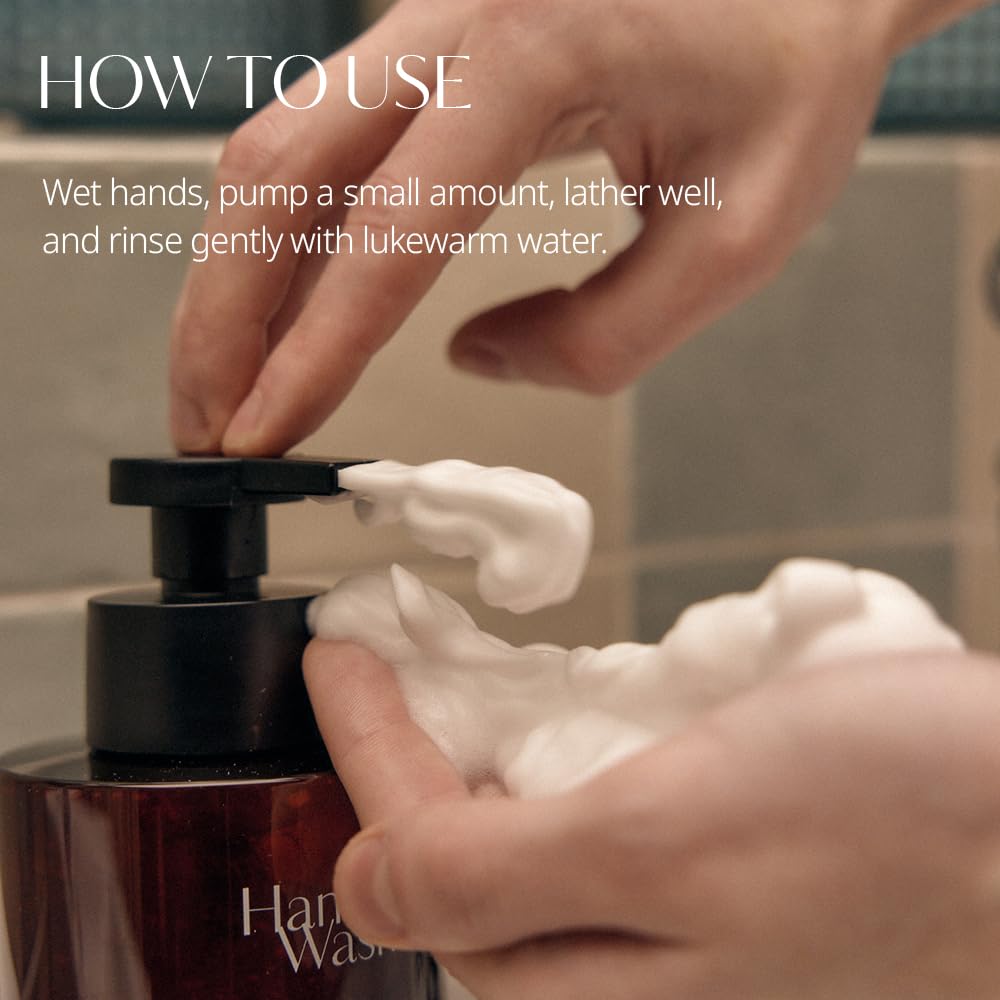 Hetras Hotel Wood hand wash foam detail highlights rich texture and luxurious scent