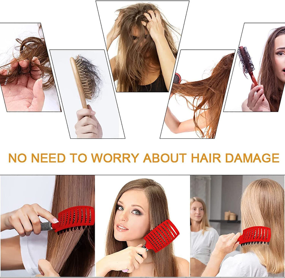 Heubek magical ultra detangling brush bristles closeup highlighting smooth gliding for any hair.
