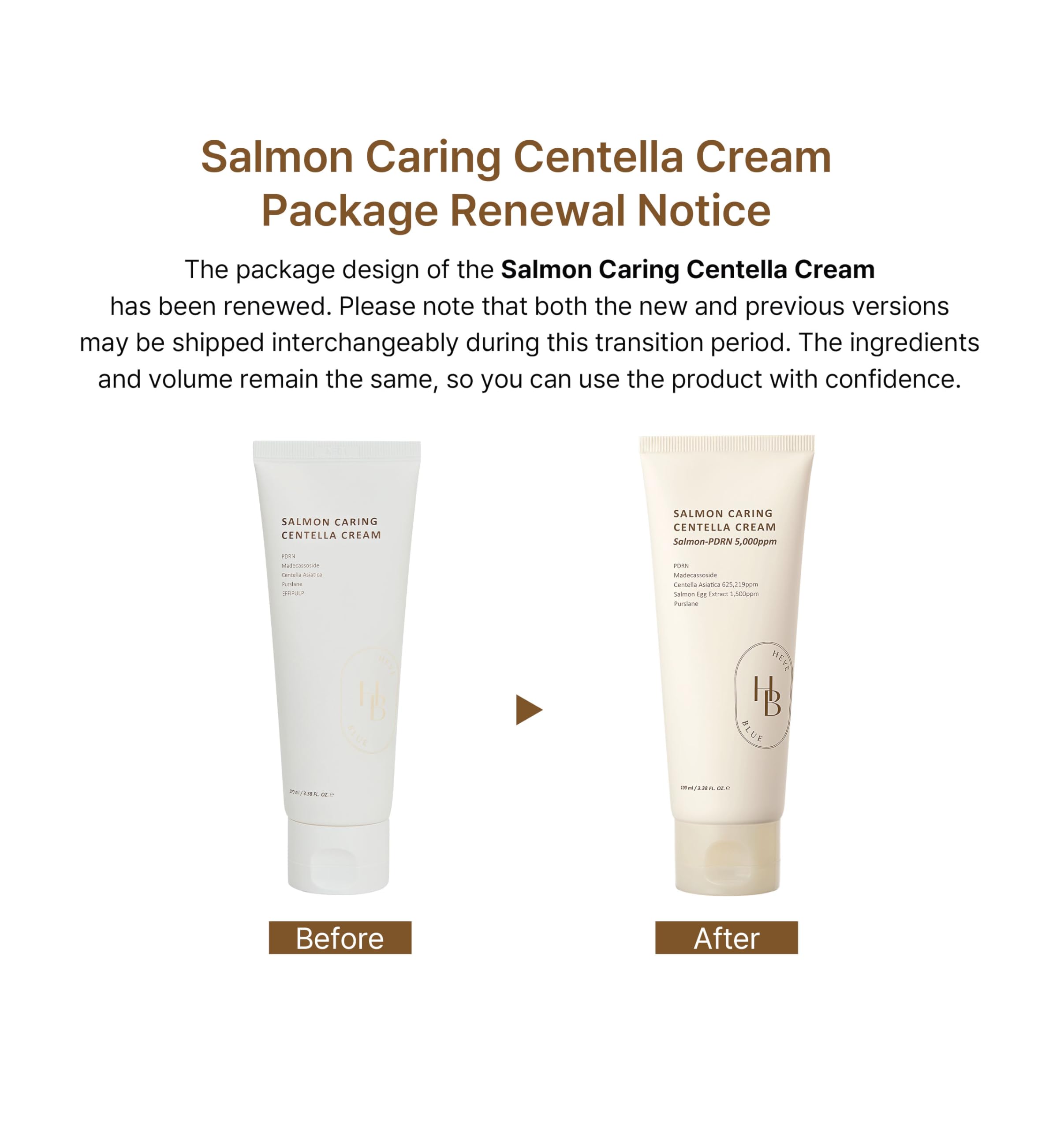 Texture close-up of HEVEBLUE Salmon Caring Centella Cream showing creamy finish