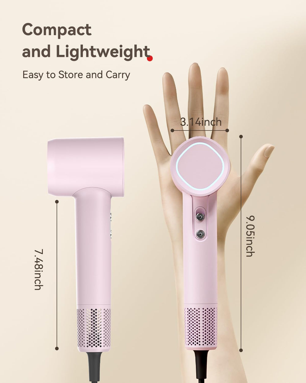 HEXTEK hair dryer offers three temperature settings for varied styling needs.