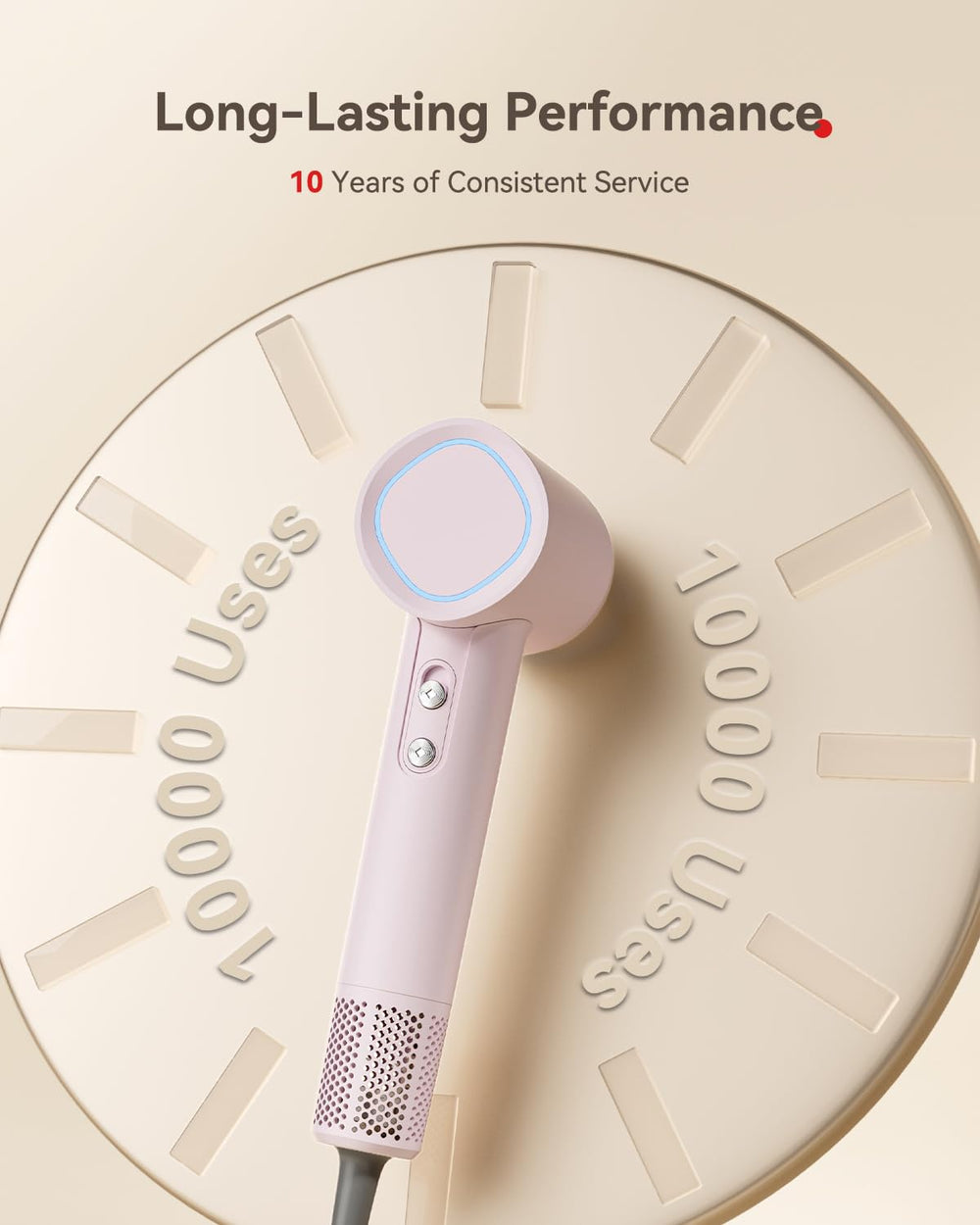 HEXTEK hair dryer ergonomic handle for comfortable one-handed use.