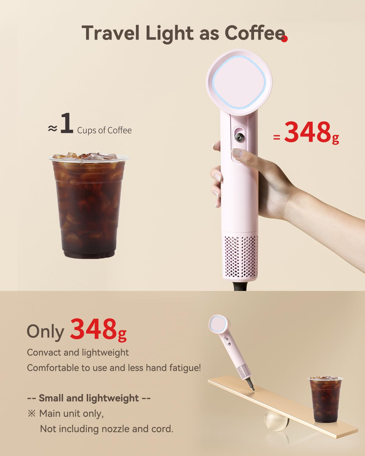 HEXTEK hair dryer ionic-ceramic coating delivers 500M negative ions for shine and frizz control.