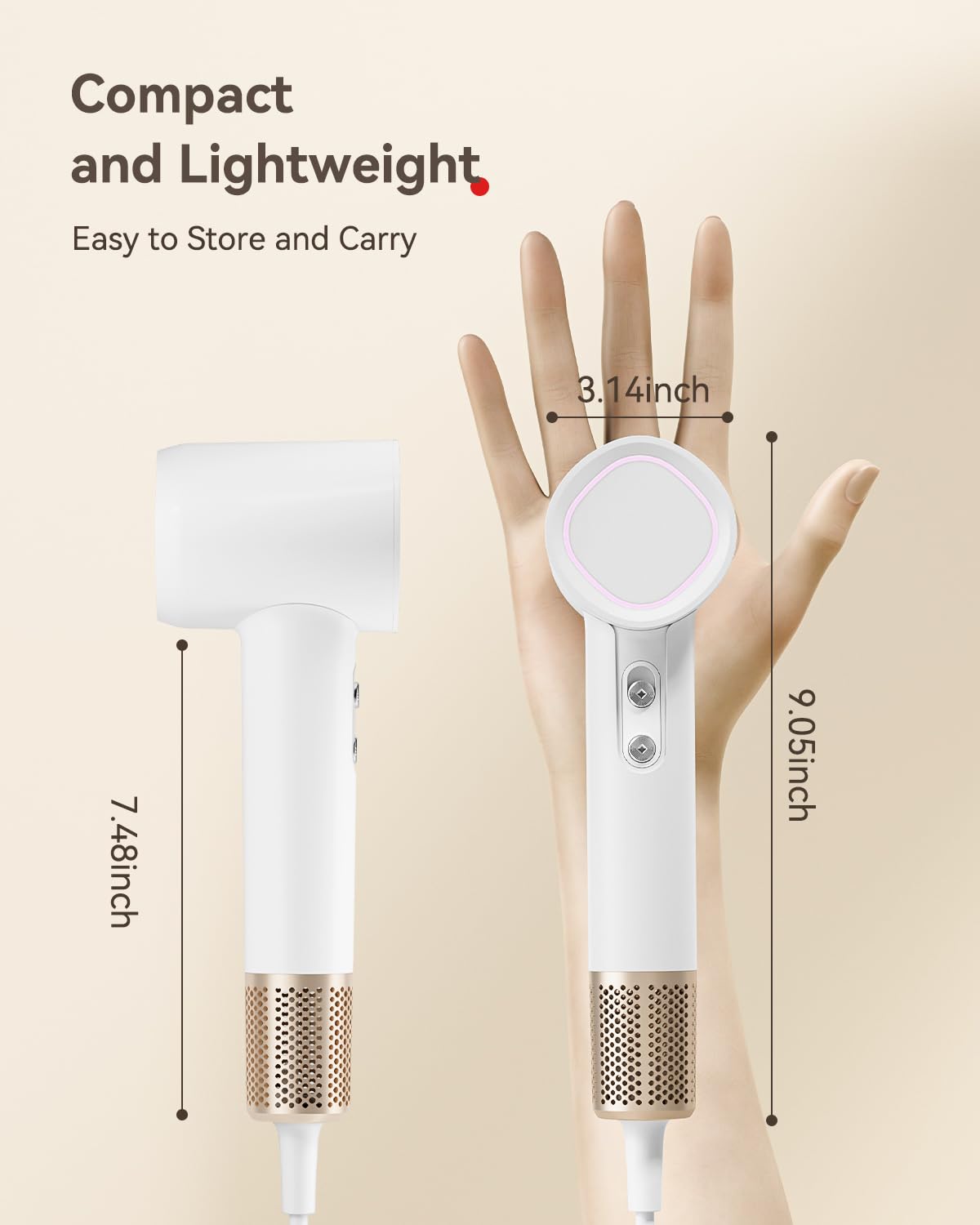 HEXTEK hair dryer 3-speed thermo control for customized drying