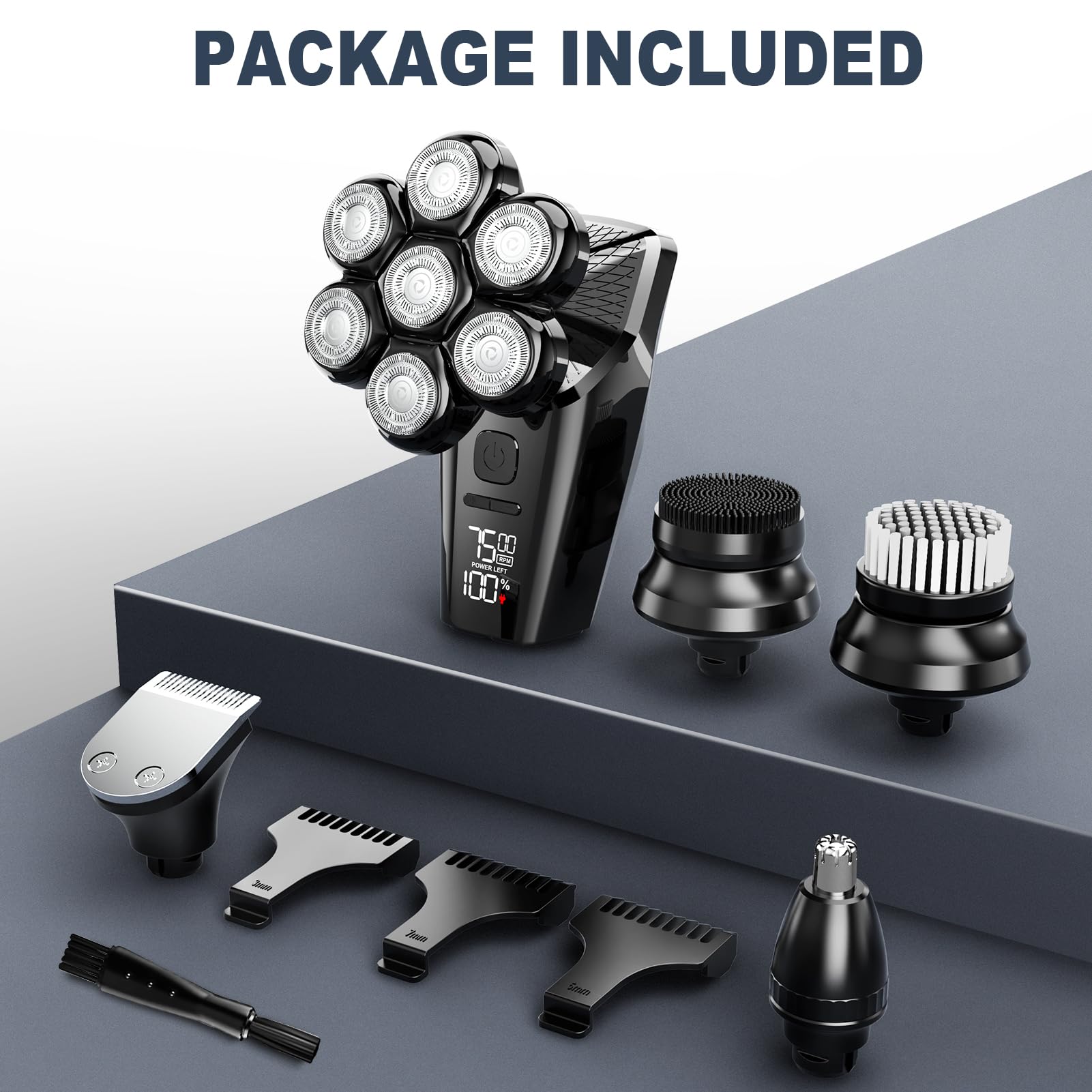 Hexus head shaver cleaning brush included for quick upkeep.