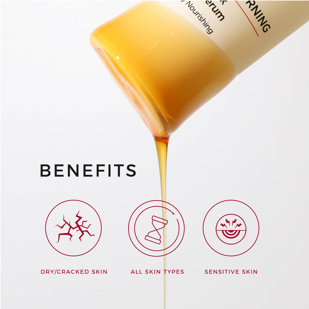 Hey Honey Good Morning Honey serum glow closeup illustrating luminous, healthy-looking complexion.