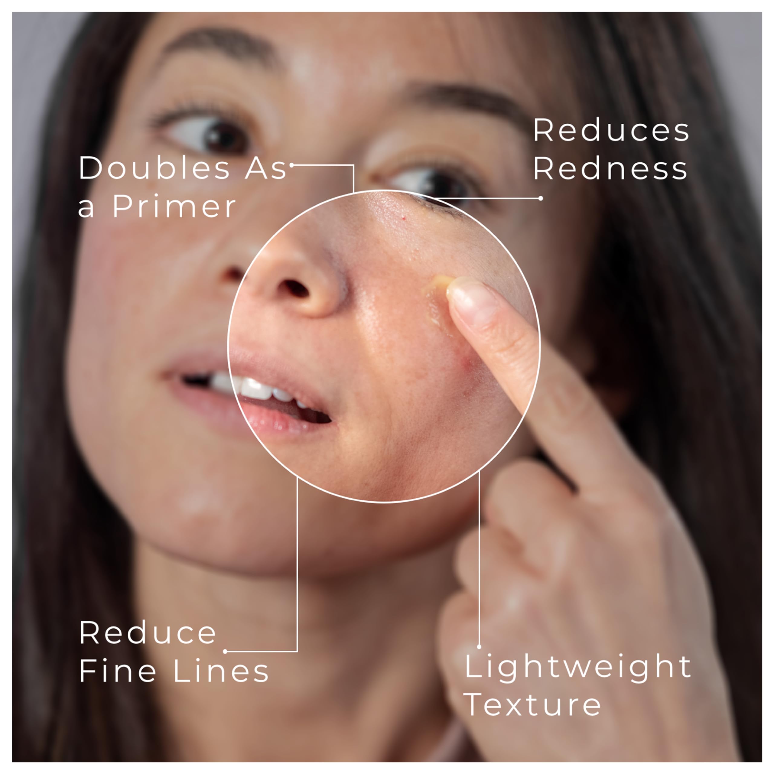 Hey Honey Good Morning Honey serum under makeup prep shows primed, wrinkle-minimized base.