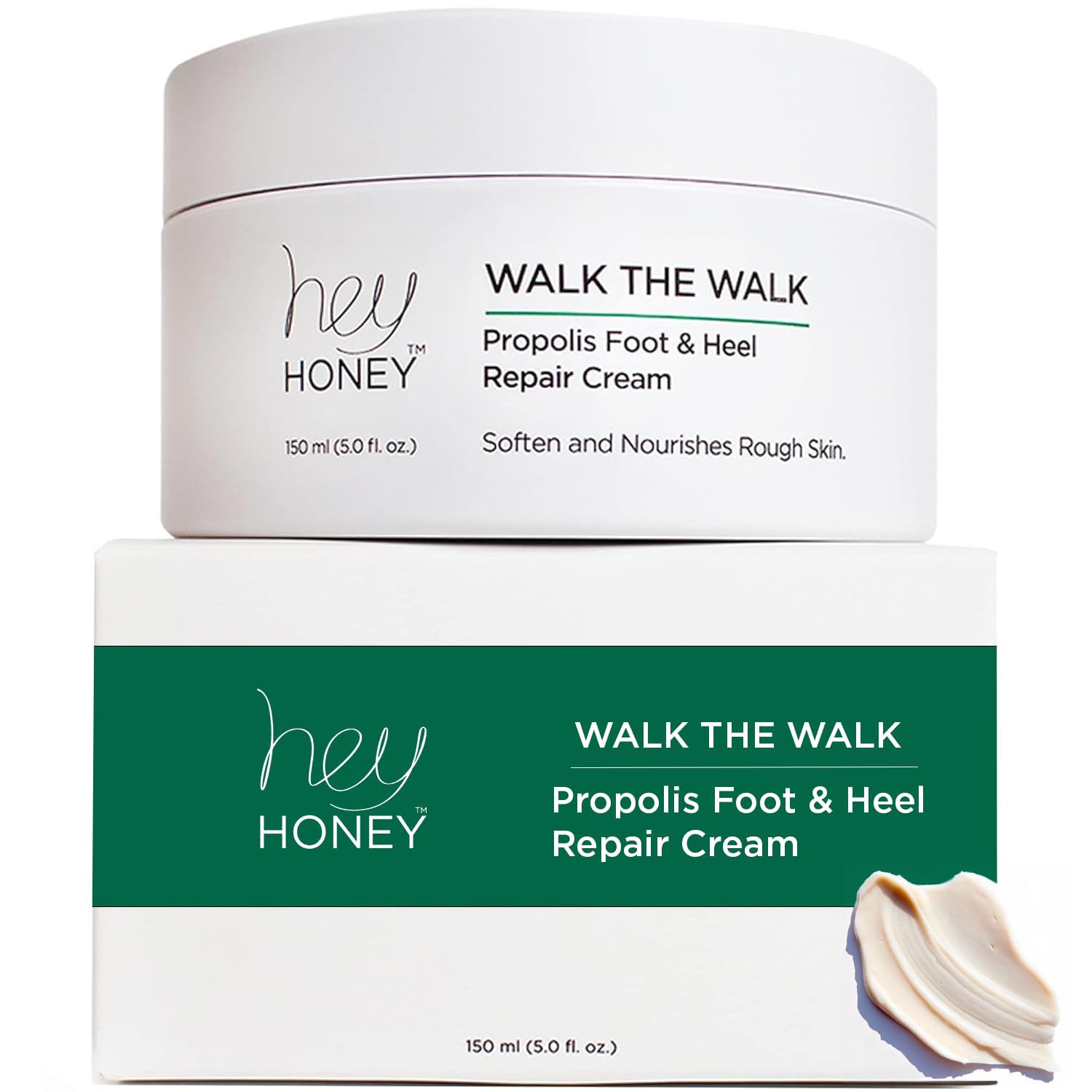 Hey Honey Walk the Walk cream packaging for foot care hydration
