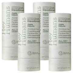 Hey Humans Apple Matcha deodorant bottle shows all-day odor control.