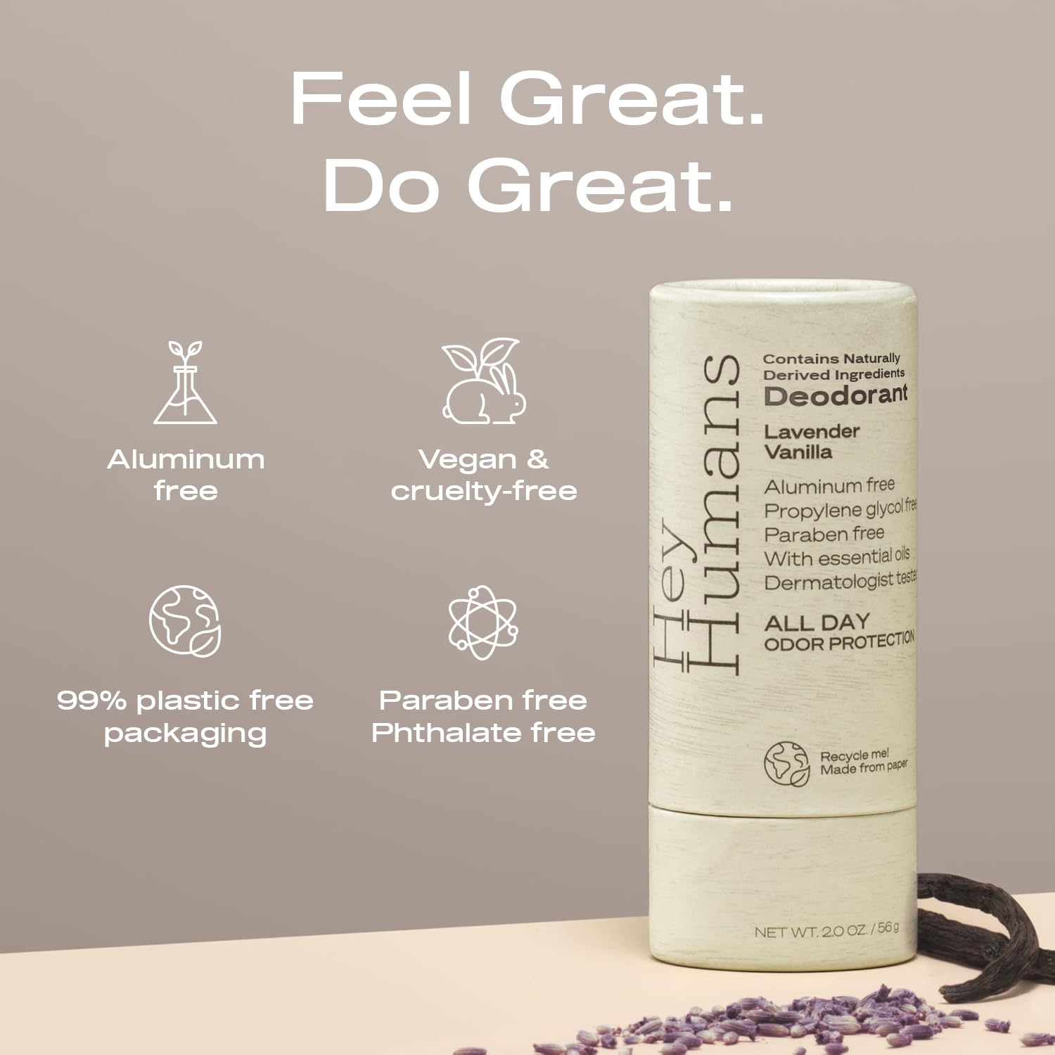 Hey Humans deodorant lavender vanilla application swirl demonstrates smooth, even everyday use