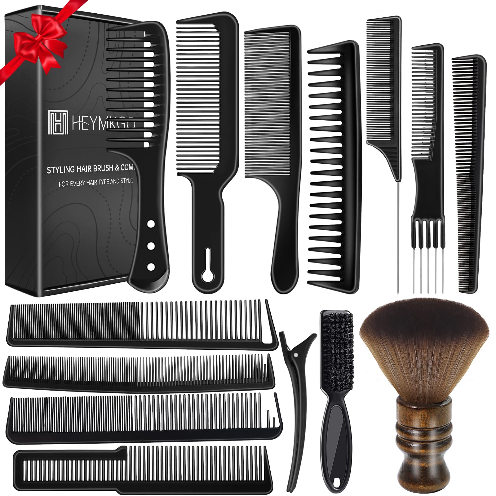 HEYMKGO barber comb set packaging, complete at-home grooming kit for all hair types