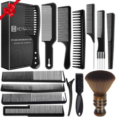 HEYMKGO barber comb set packaging, complete at-home grooming kit for all hair types