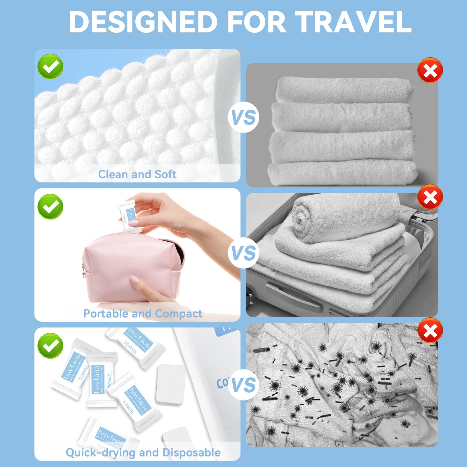 Heyface cotton sponge texture highlights high absorbency and gentle touch.