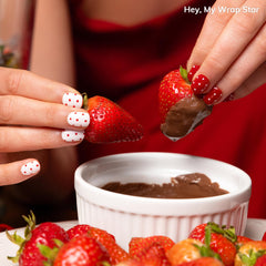 Heyhae semi-cured gel nail strips application close-up showing fast, easy wear