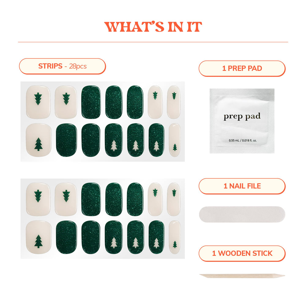 Heyhae semi-cured nail strips glitter green sunlit curing for fast natural drying.