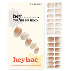 Heyhae semi-cured nail strips in ombre brown gradient for salon-quality nails.