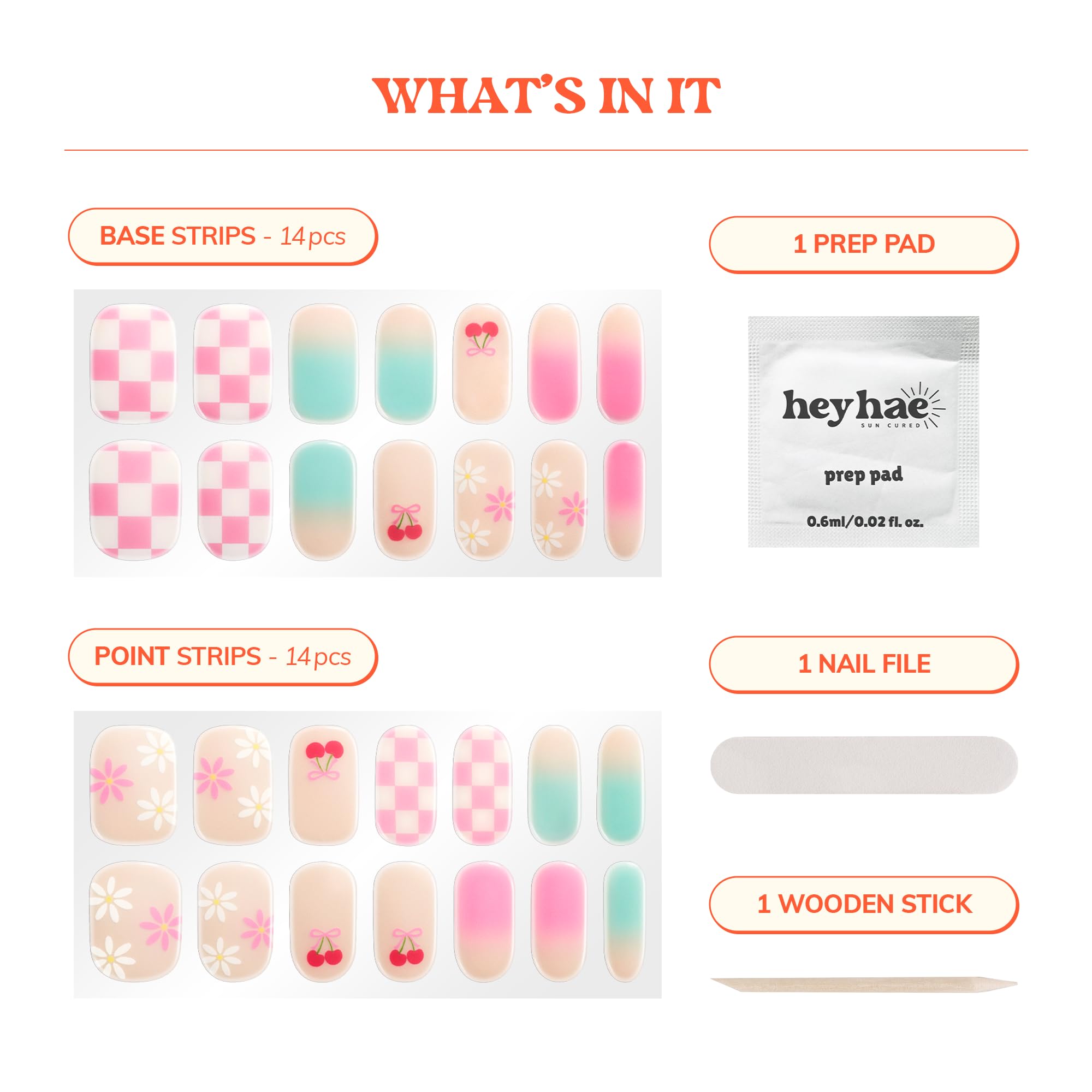 Heyhae Warm strip fit on nails showing how to achieve a perfect fit.
