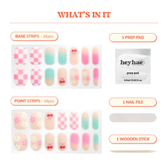 Heyhae Warm strip fit on nails showing how to achieve a perfect fit.