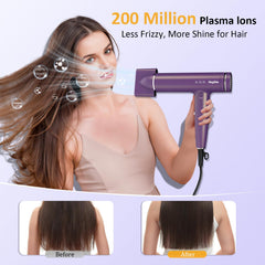 Heylike high-speed plasma ion hair dryer folded travel shows lightweight portability.
