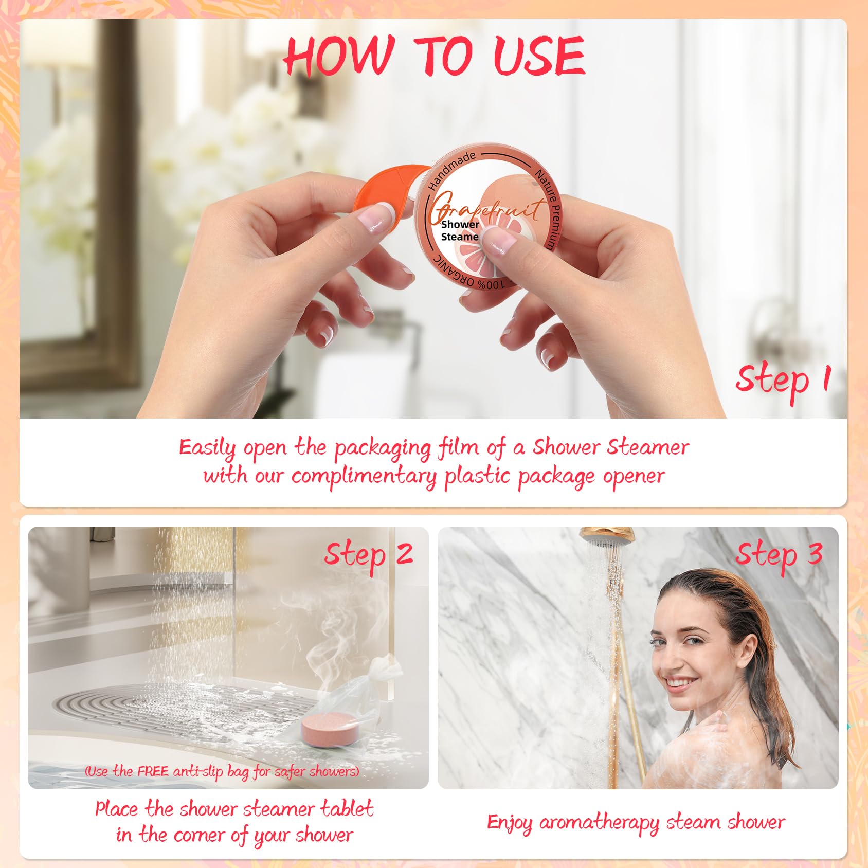 HFHO shower steamers lavender fragrance pack signaling calming routine