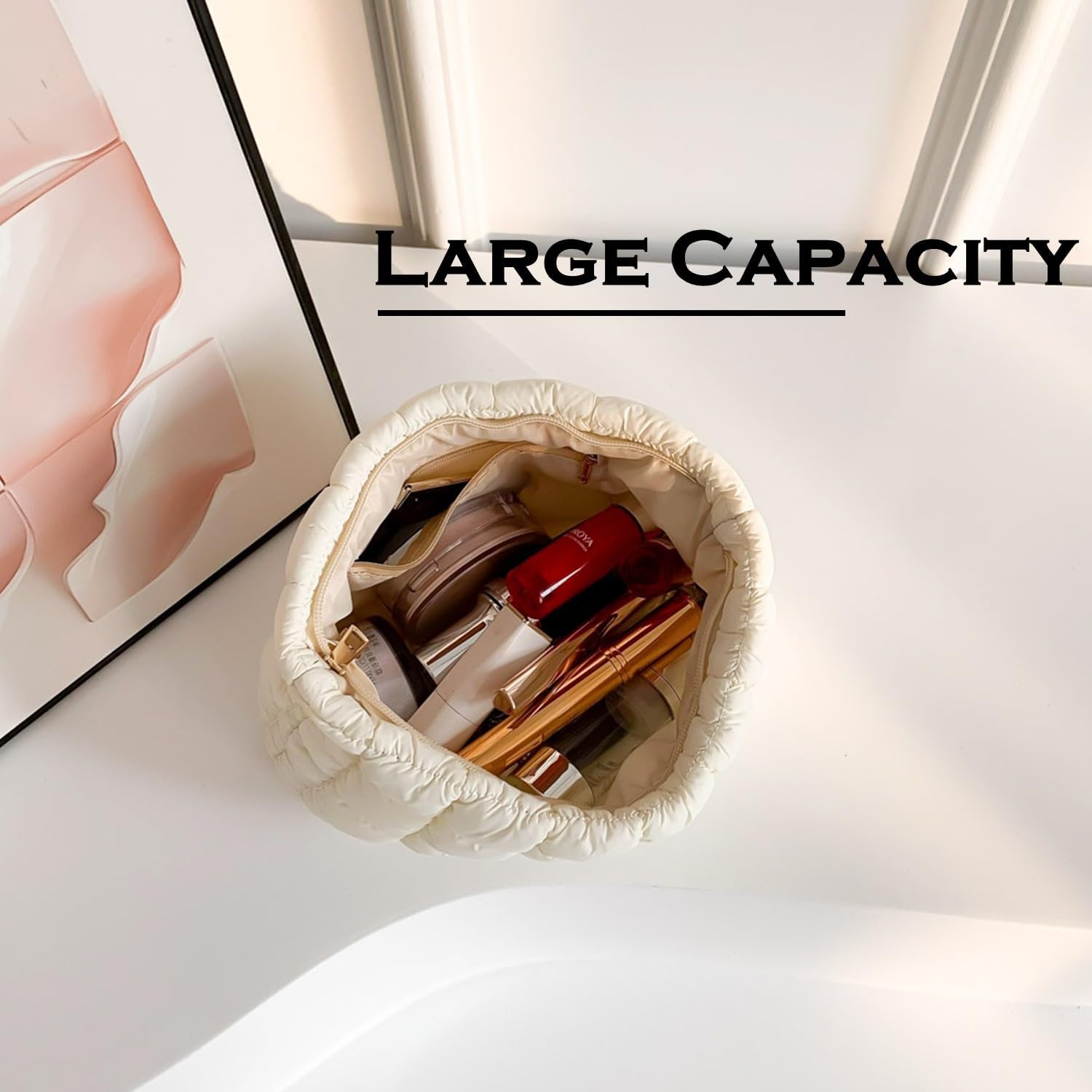 HFLZBRO portable makeup bag ideal for purse or suitcase travel