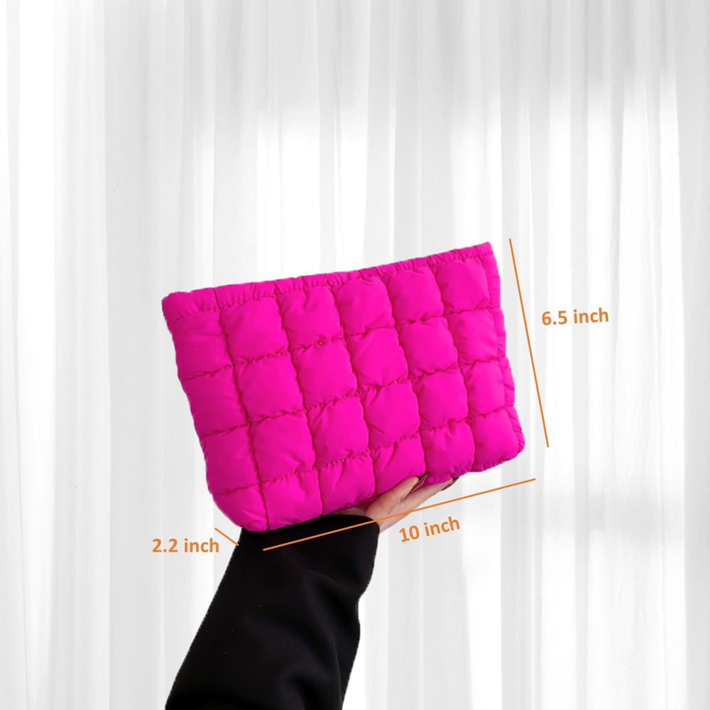 HFLZBRO Puffy makeup bag with brushes inside rose suggests easy access