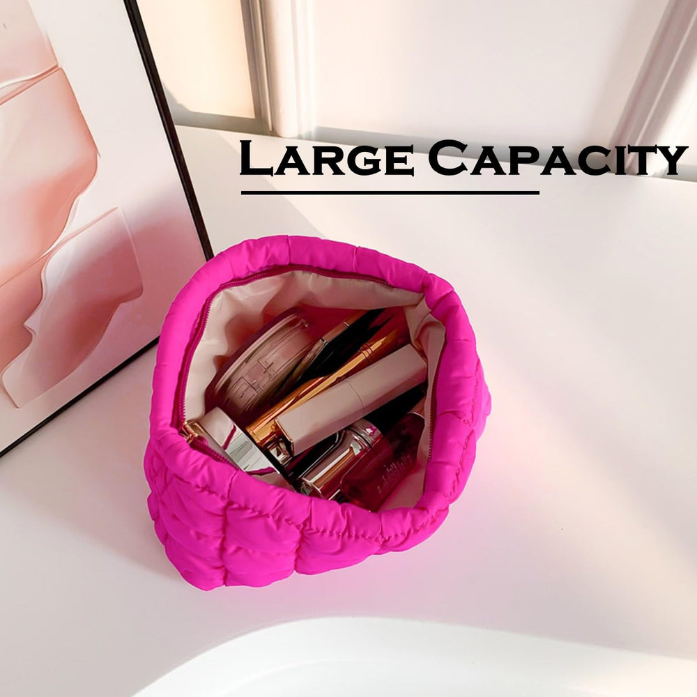 HFLZBRO Puffy makeup bag inner-pocket rose highlighting card wallet organization