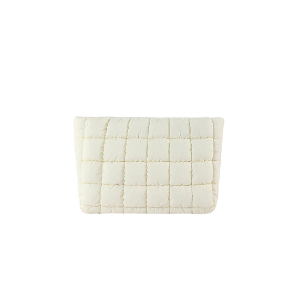 HFLZBRO Puffy quilted makeup bag in white for on-the-go organization