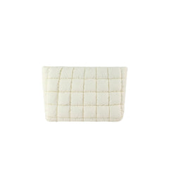 HFLZBRO Puffy quilted makeup bag in white for on-the-go organization