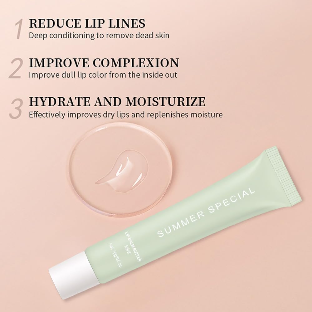 HHLTOH lip balm glossy finish close-up conveys non-sticky shine