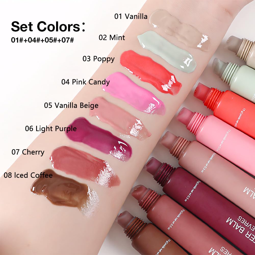 HHLTOH Butter Lip Balm Set natural tint gloss finish on lips