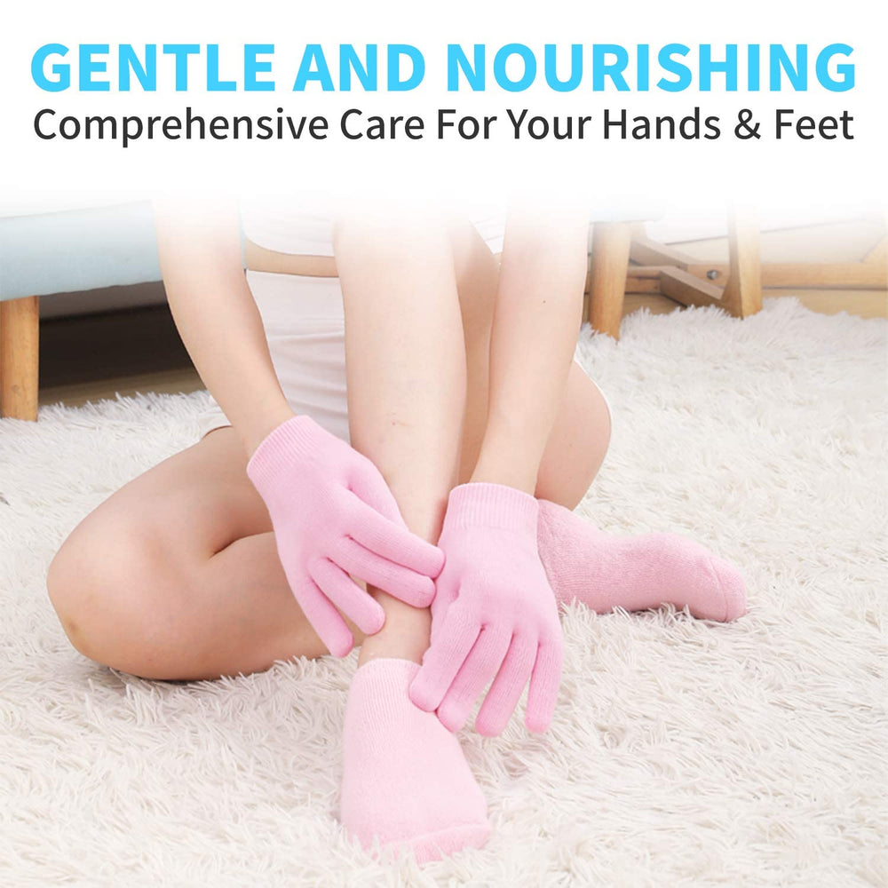 HI FINE CARE gel spa socks close-up highlighting mineral gel for long-lasting moisture.
