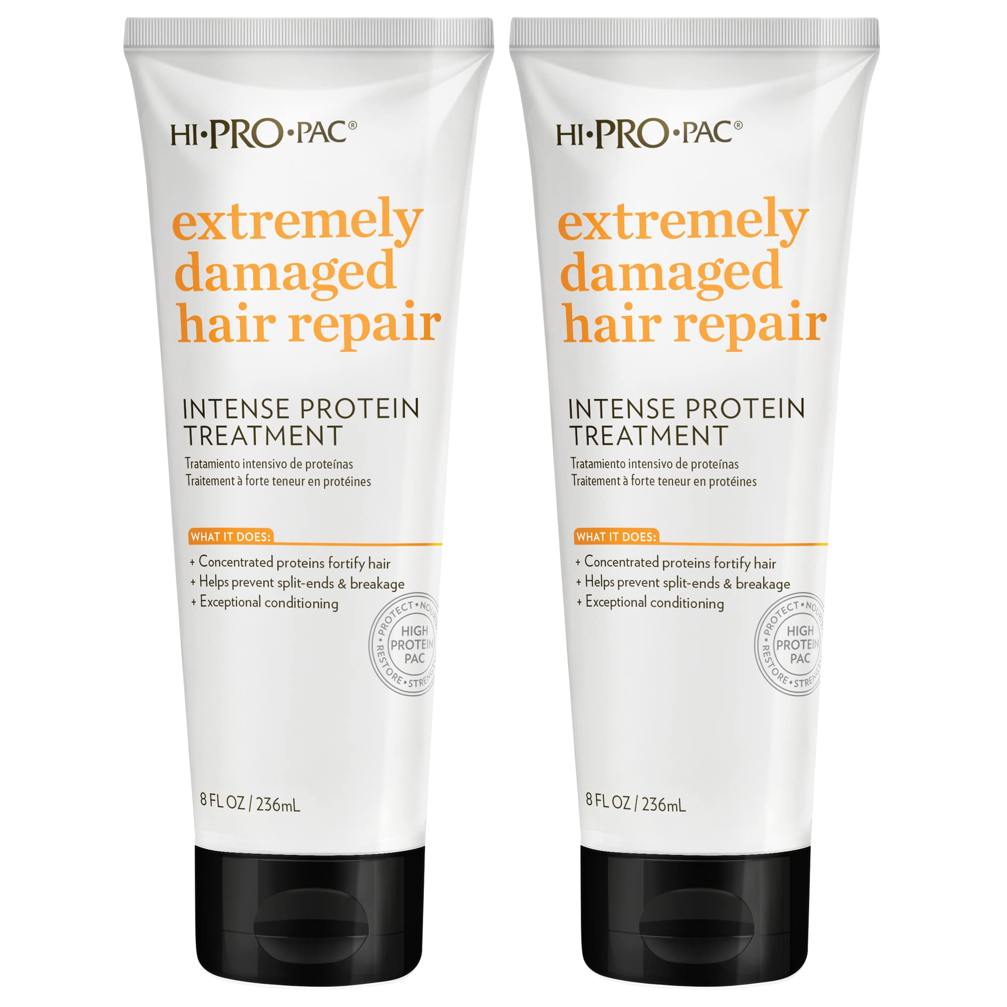 Hi-Pro-Pac Hair Mask 2-pack front view highlights damaged-hair repair potential.