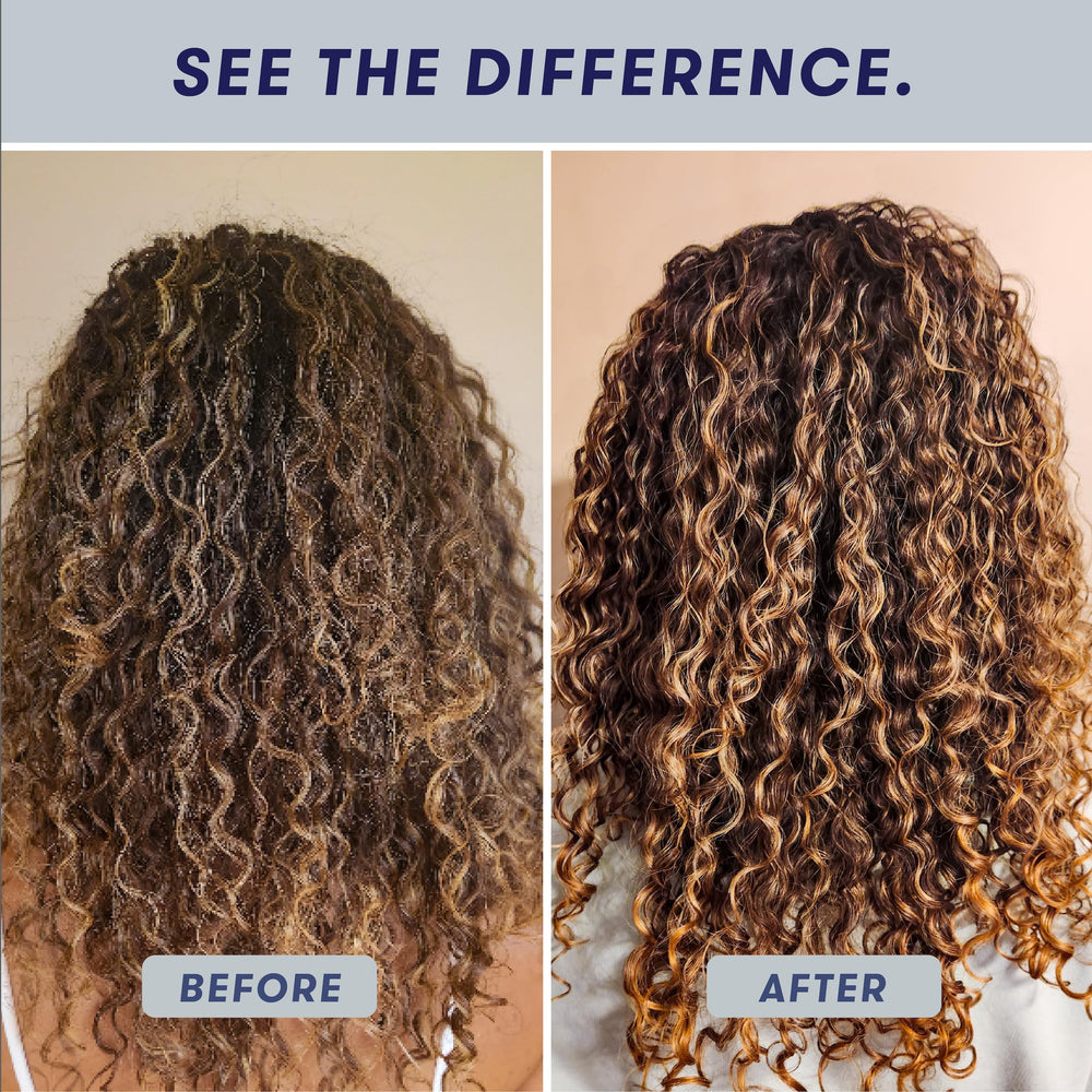 HIBAR curly hair closeup after using the solid bars for defined curls.