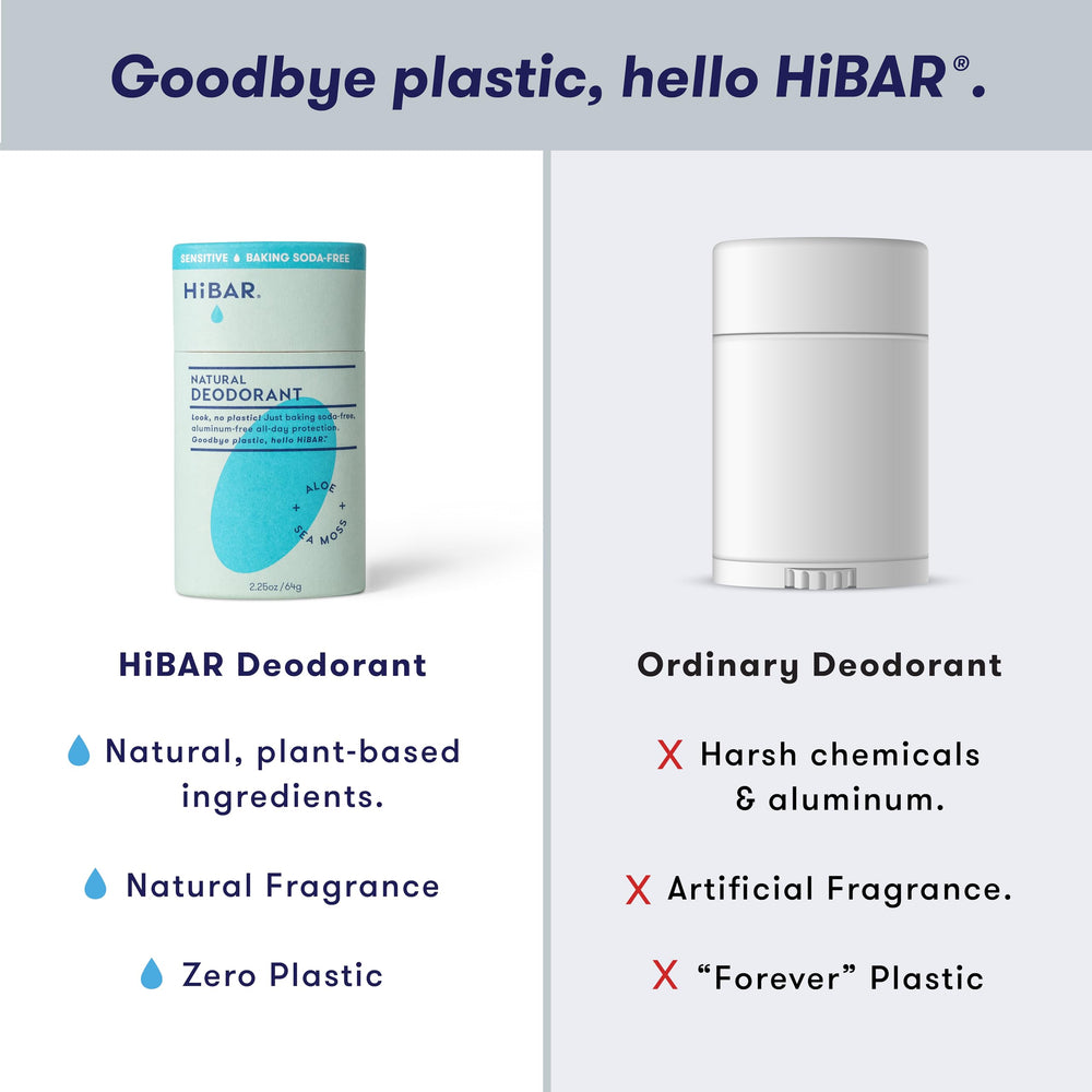 HiBAR Sensible con alga marina y aloe, sensación calmante y protección diaria.