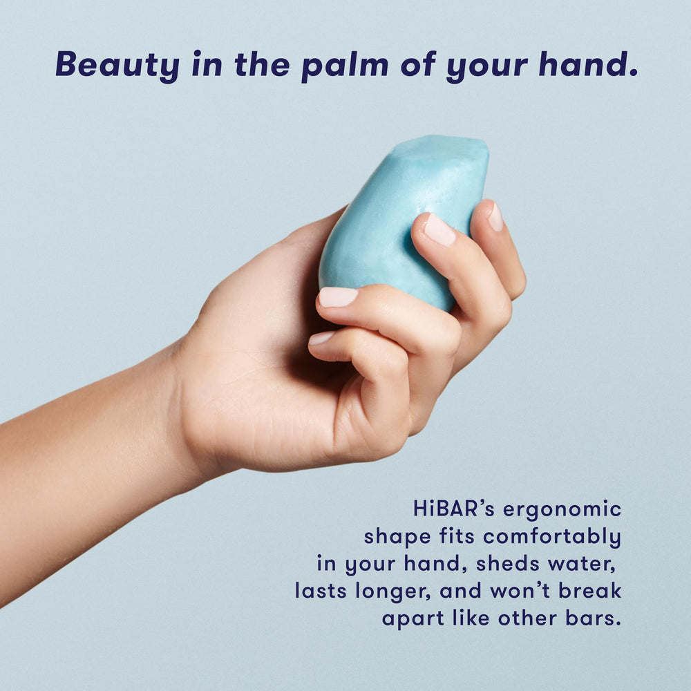 HIBAR vegan-leaping-bunny badge packaging denotes cruelty-free, color-safe formulation for sensitive scalps.