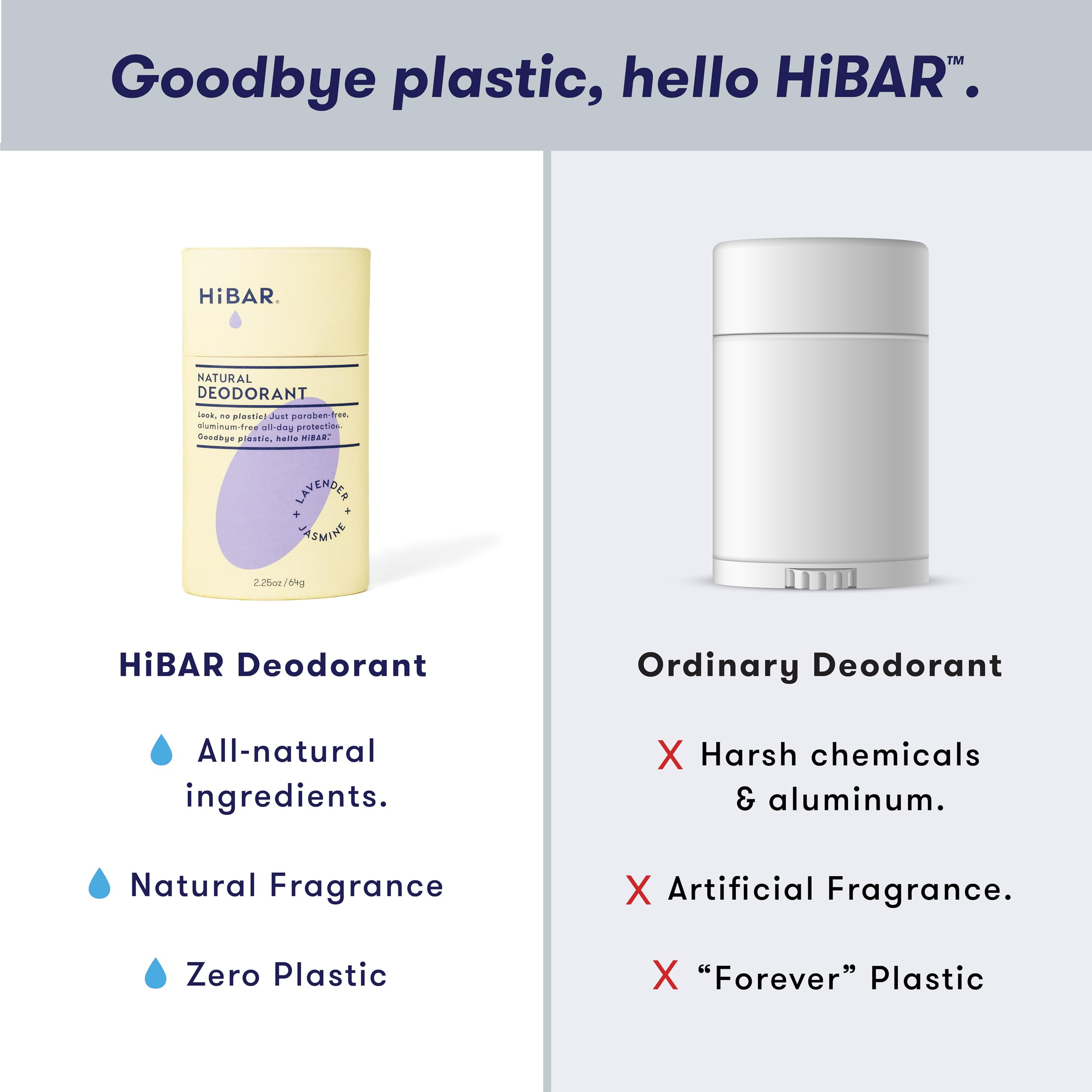 HIBAR vegan, Leaping Bunny-certified deodorant safe for sensitive skin.