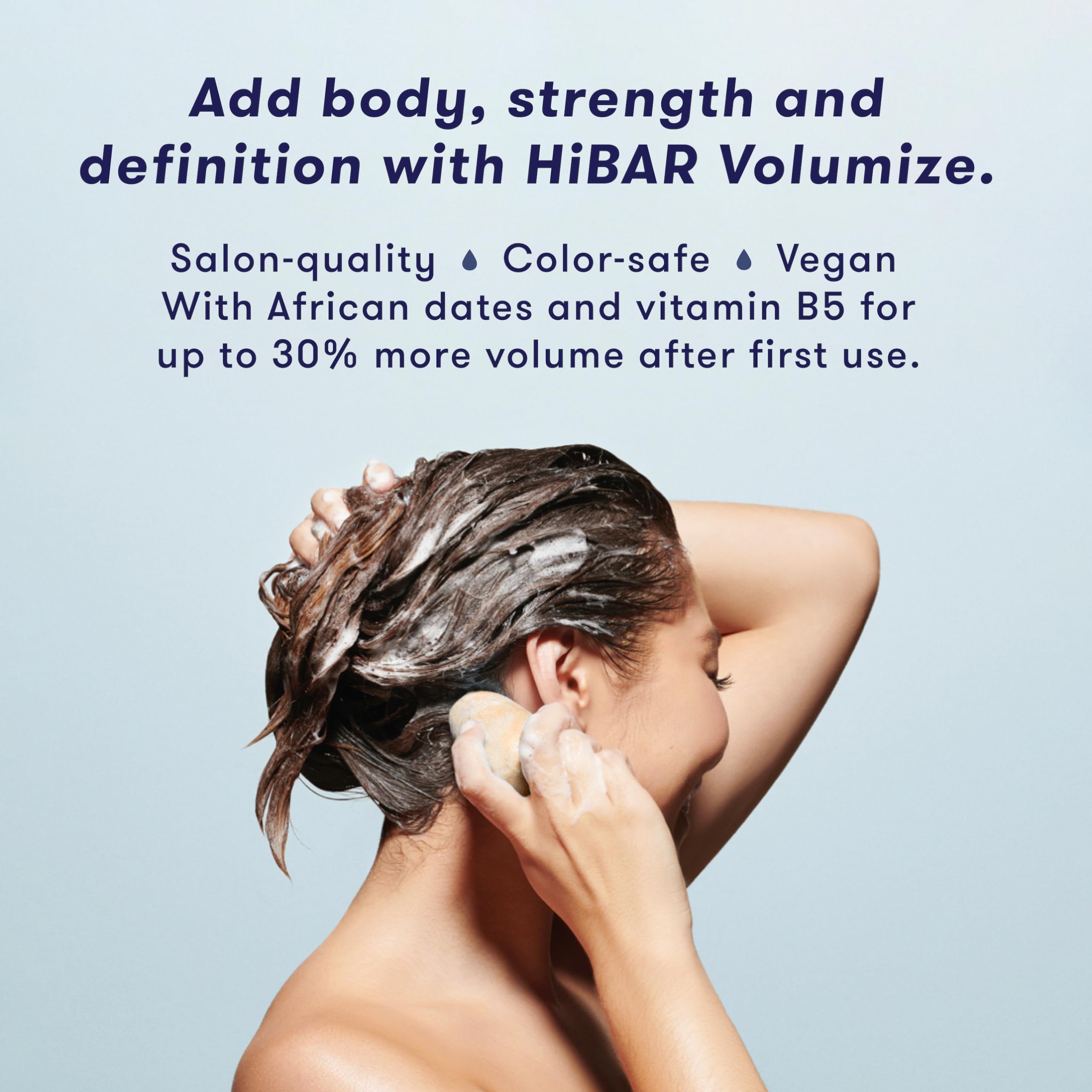 HIBAR Volumize conditioner bar application boosts shine without heaviness.
