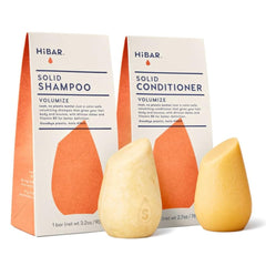 HIBAR Volumize shampoo bar pour demonstrates instant root lift for fine hair.