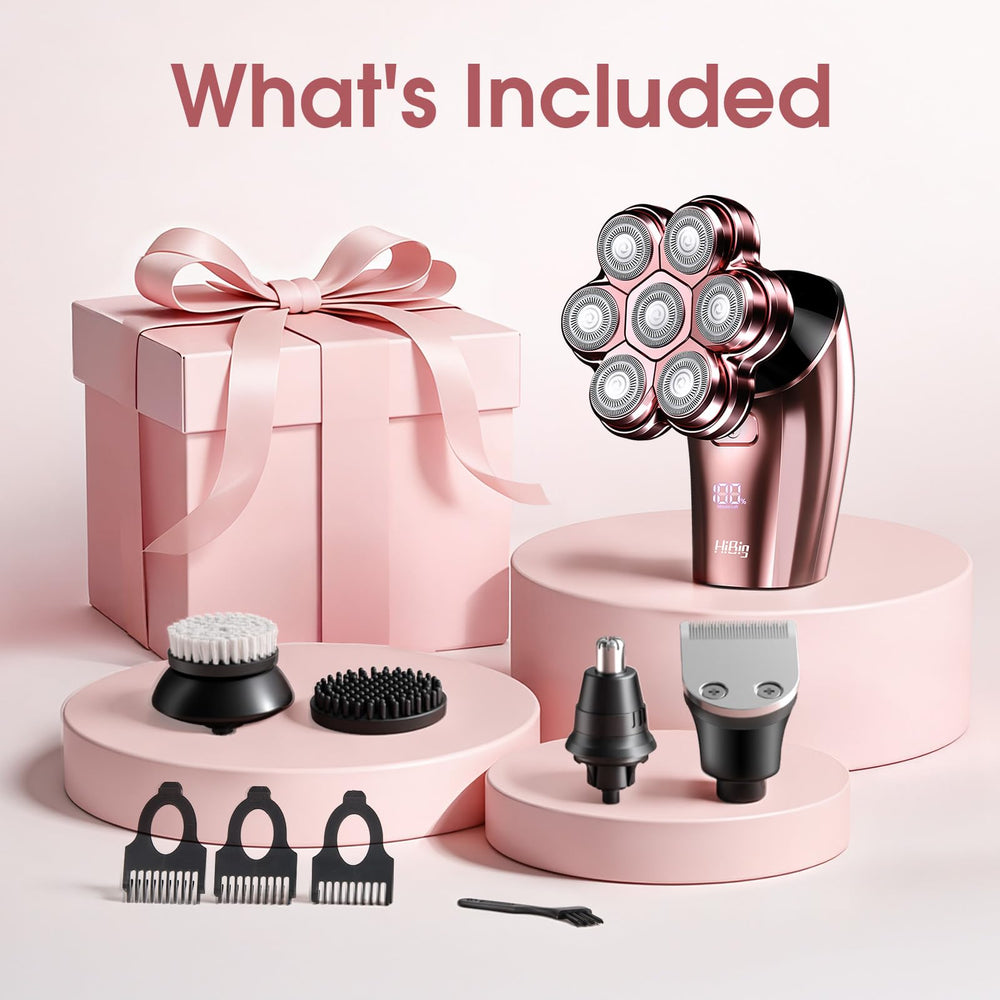 HiBig 5-in-1 trimming kit attachments enable full-body grooming.