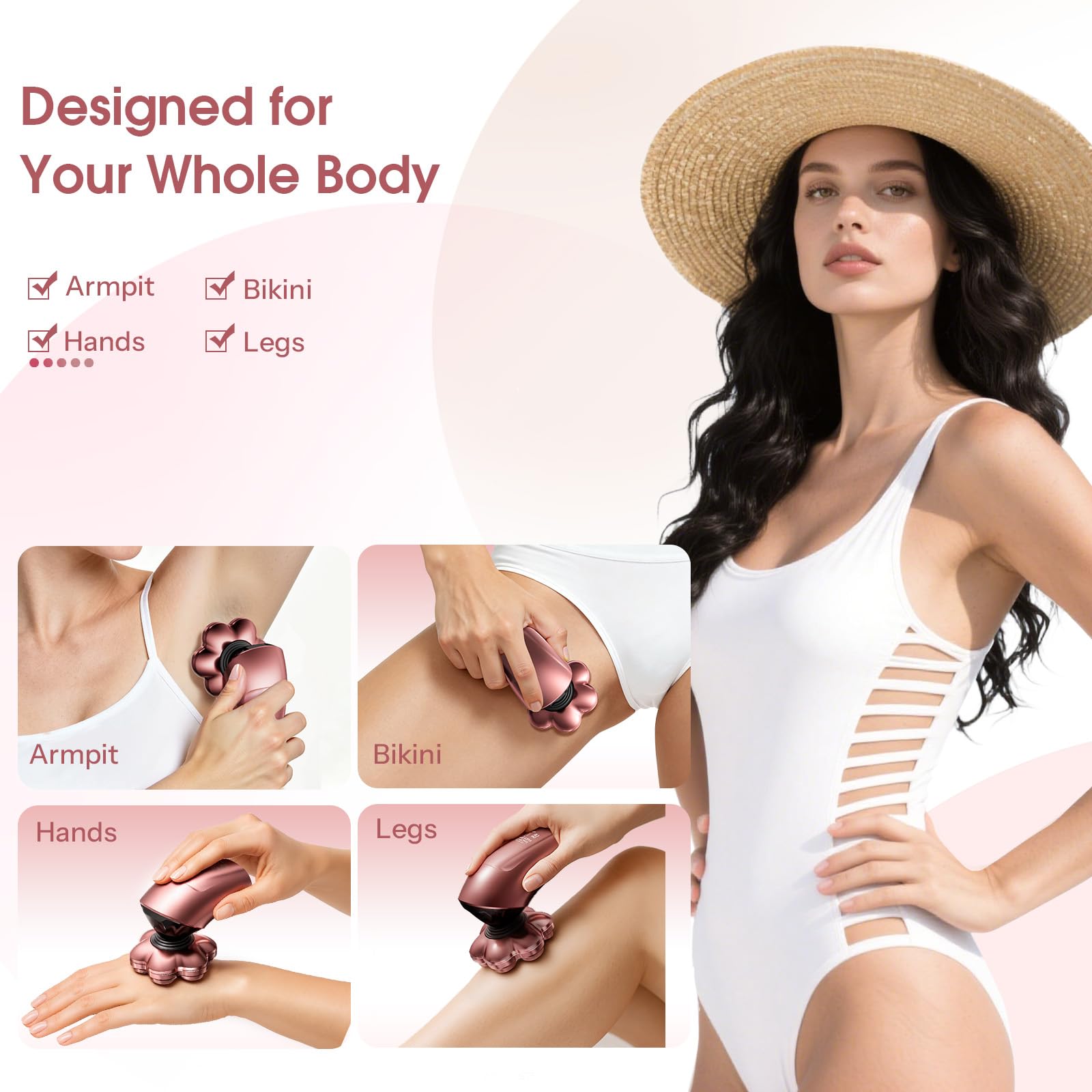 HiBig 7D floating-head close-up for precise contouring on legs and bikini areas.