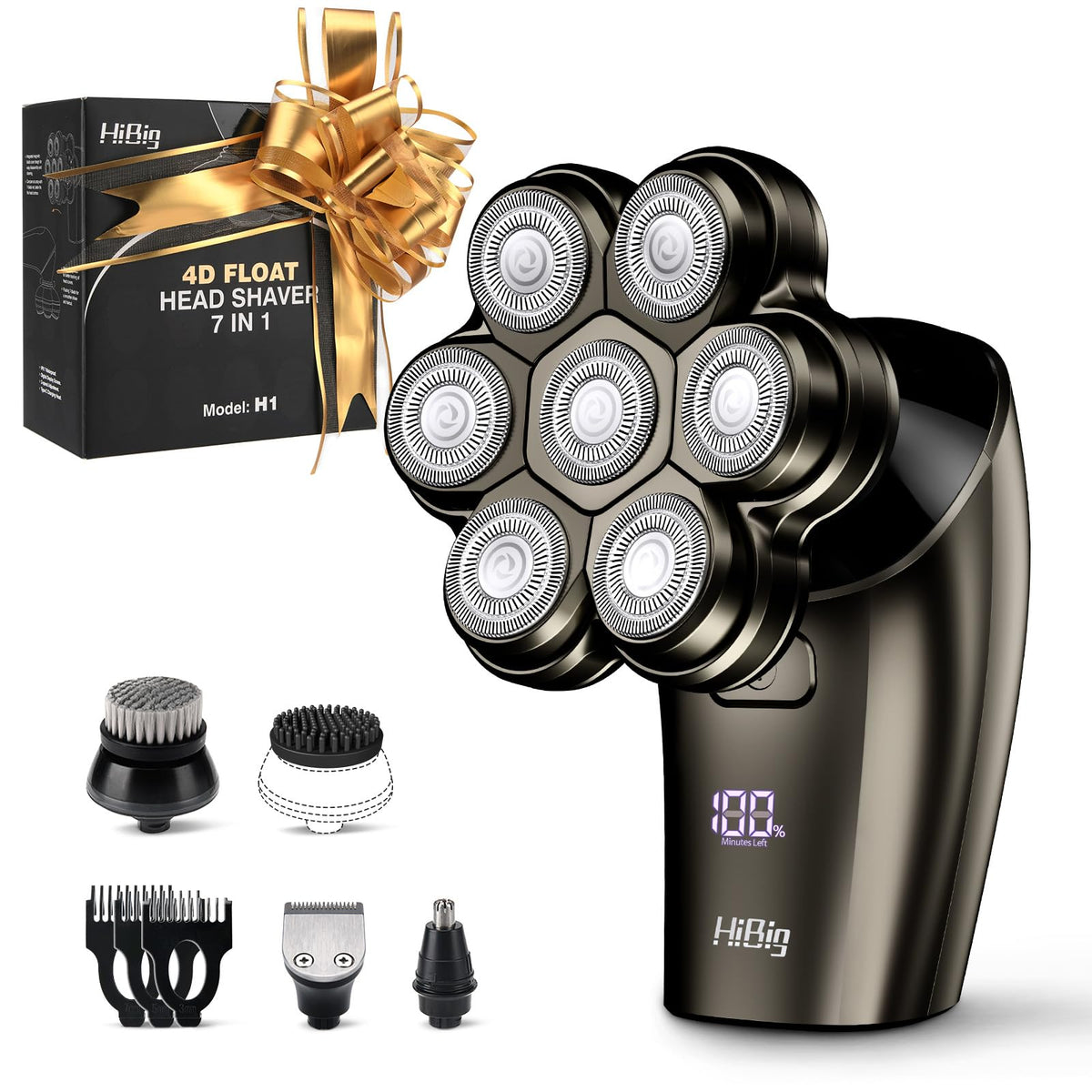 HiBig head shaver with 7D arc design for precise bald and facial shaving